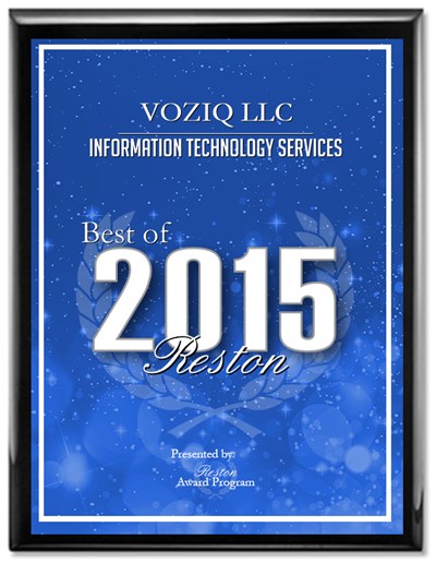 VOZIQ Best of Reston 2015 Award Contact Center Solutions